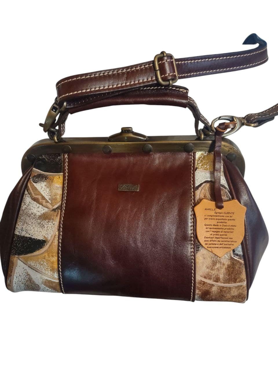 Borsa medico in cuoio con pittura ad olio realizzata a mano - immagine 2