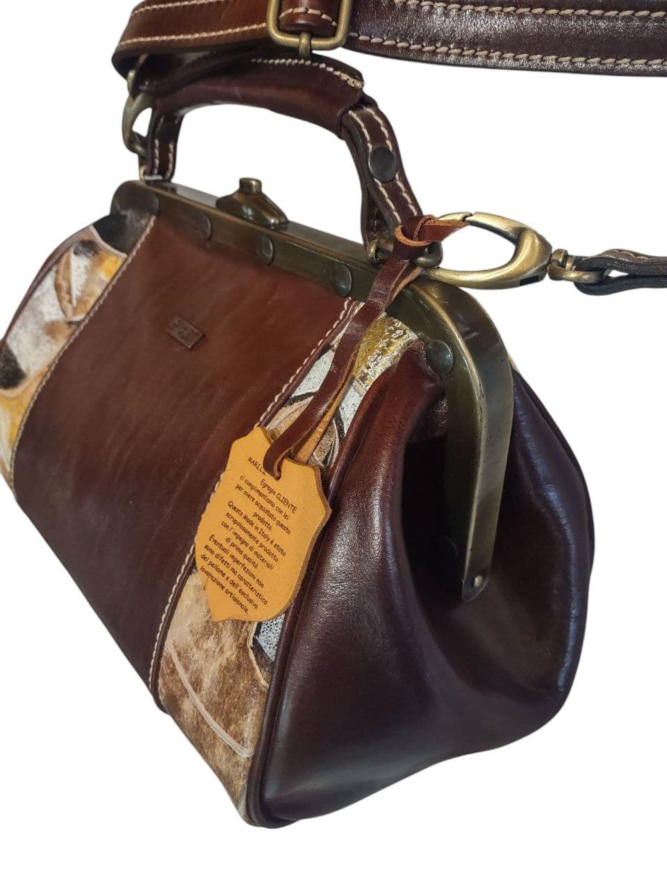 Borsa medico in cuoio con pittura ad olio realizzata a mano - immagine 4